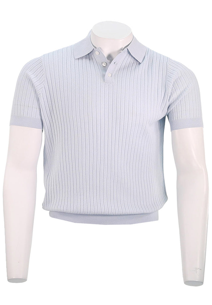 Patrick Assaraf Short Sleeve Polo, Pale Blue
