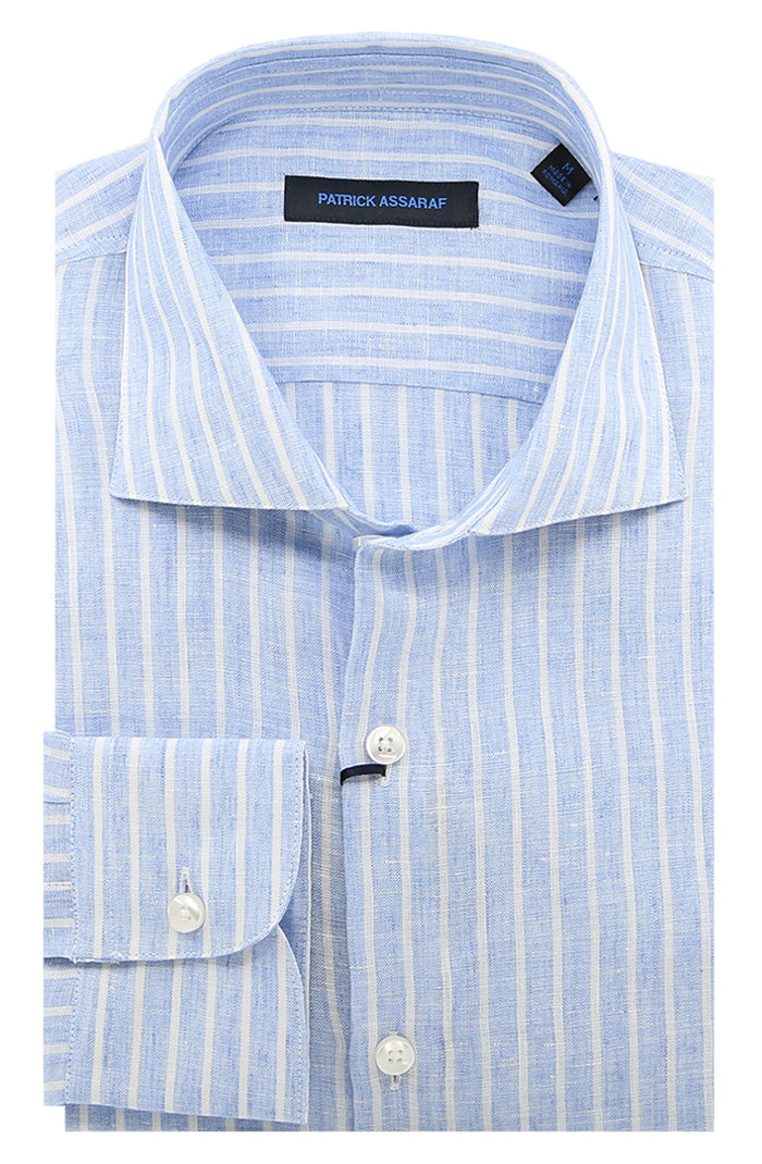 Patrick Assaraf Short Sleeve Linen Shirt, Lake