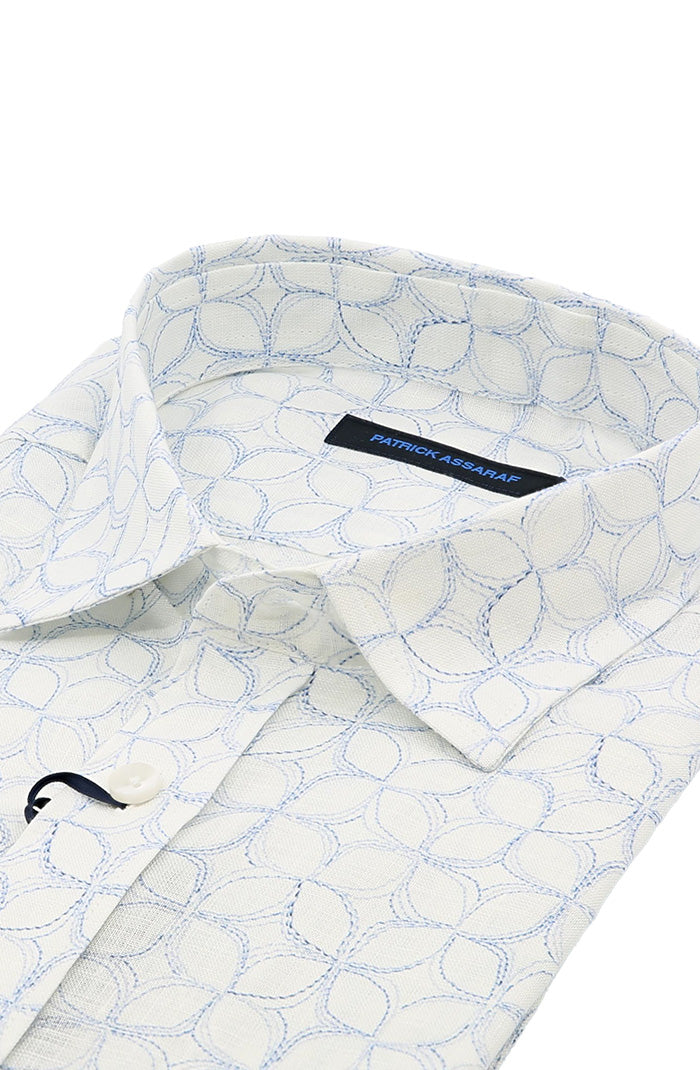 Patrick Assaraf Short Sleeve Linen Shirt, Lake