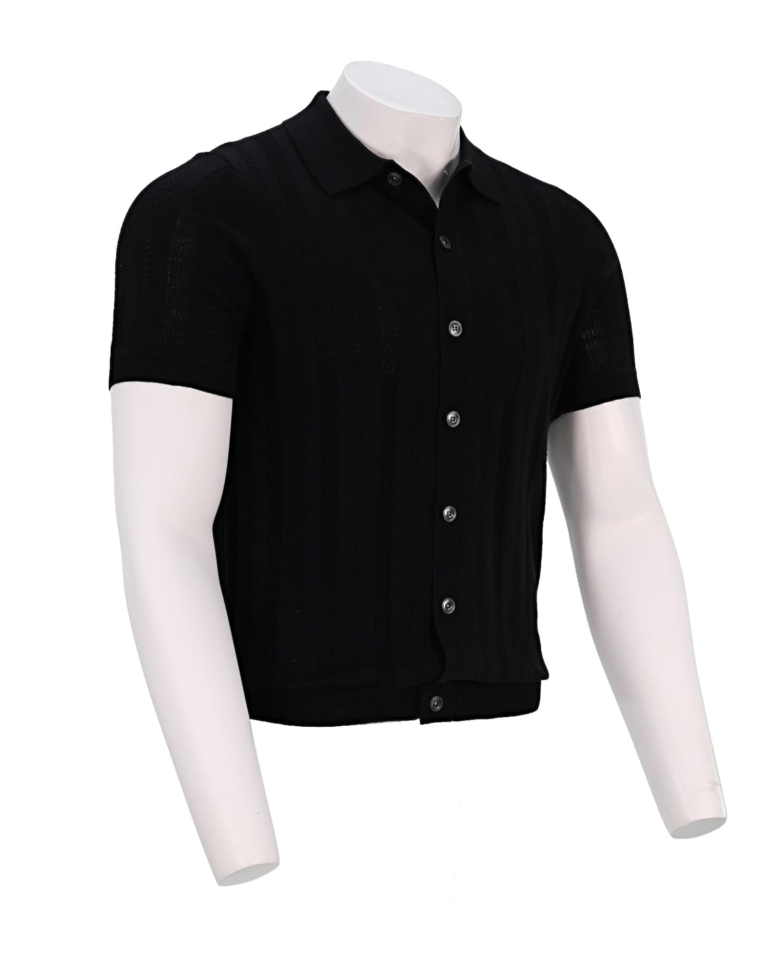 Patrick Assaraf Short Sleeve Textured Shirt, Black