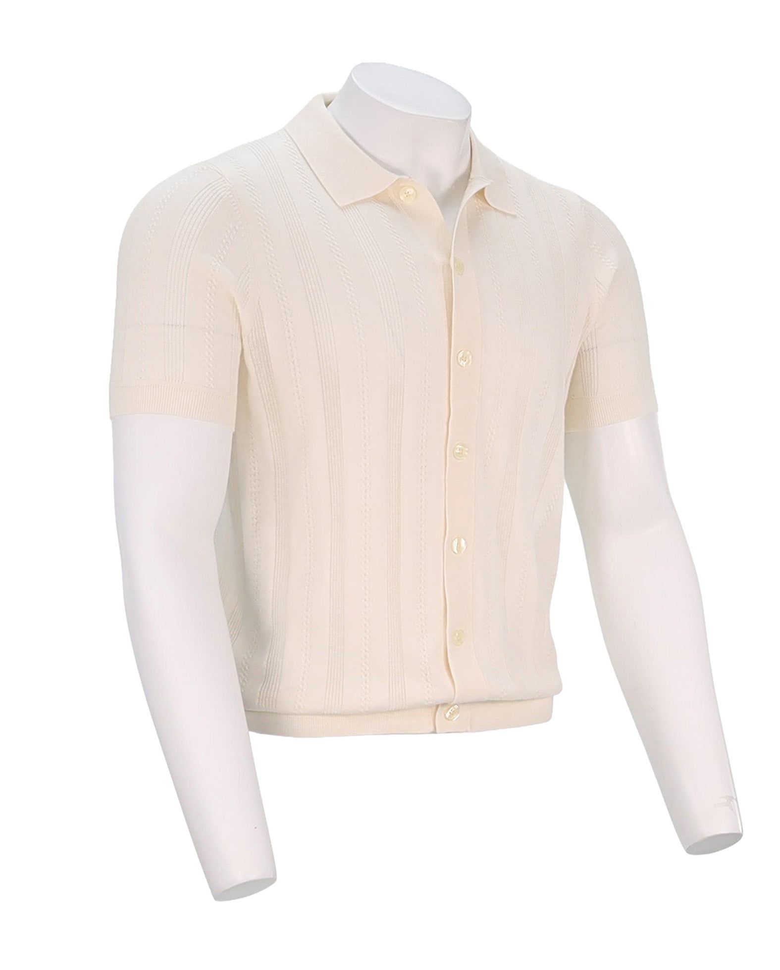 Patrick Assaraf Short Sleeve Textured Shirt, Off White
