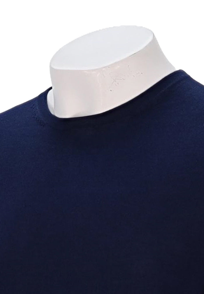 Patrick Assaraf Long Sleeve Cotton Crew, Navy