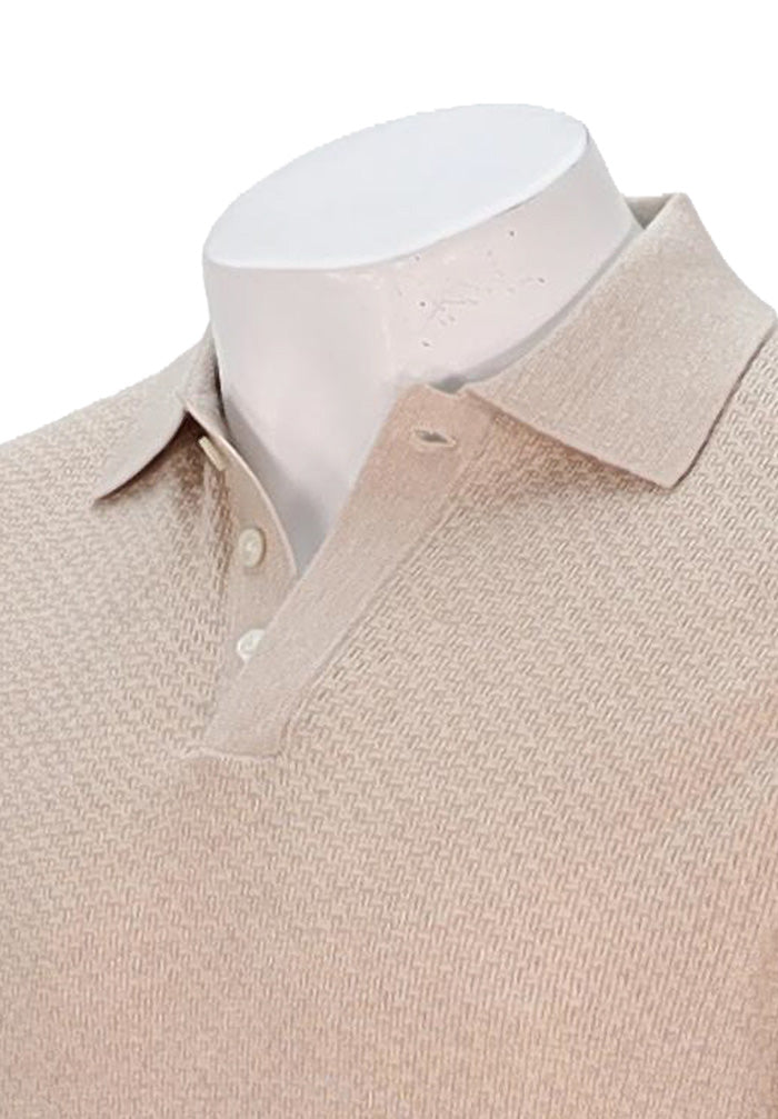 Patrick Assaraf Short Sleeve Textured Polo, Sandy
