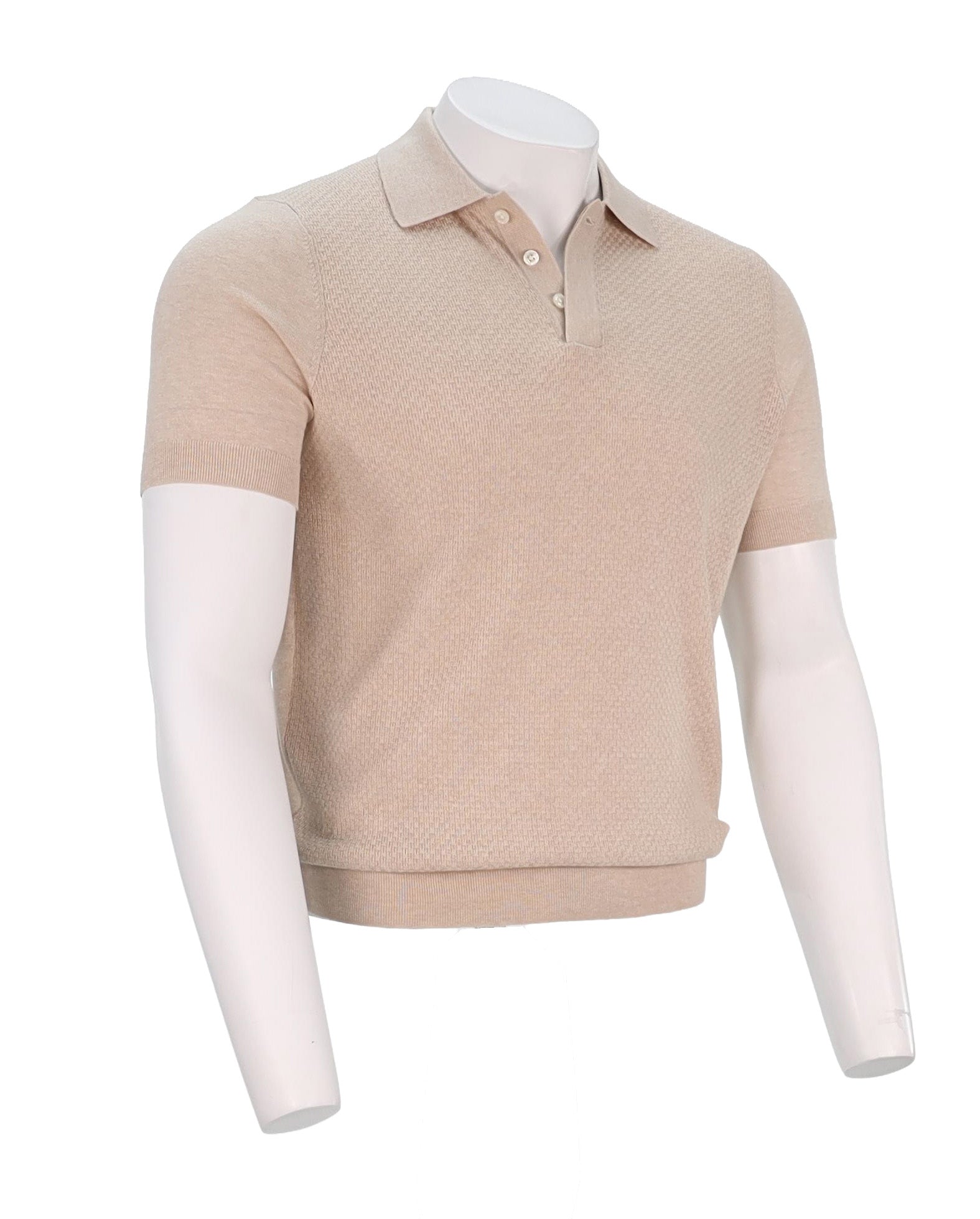 Patrick Assaraf Short Sleeve Textured Polo, Sandy
