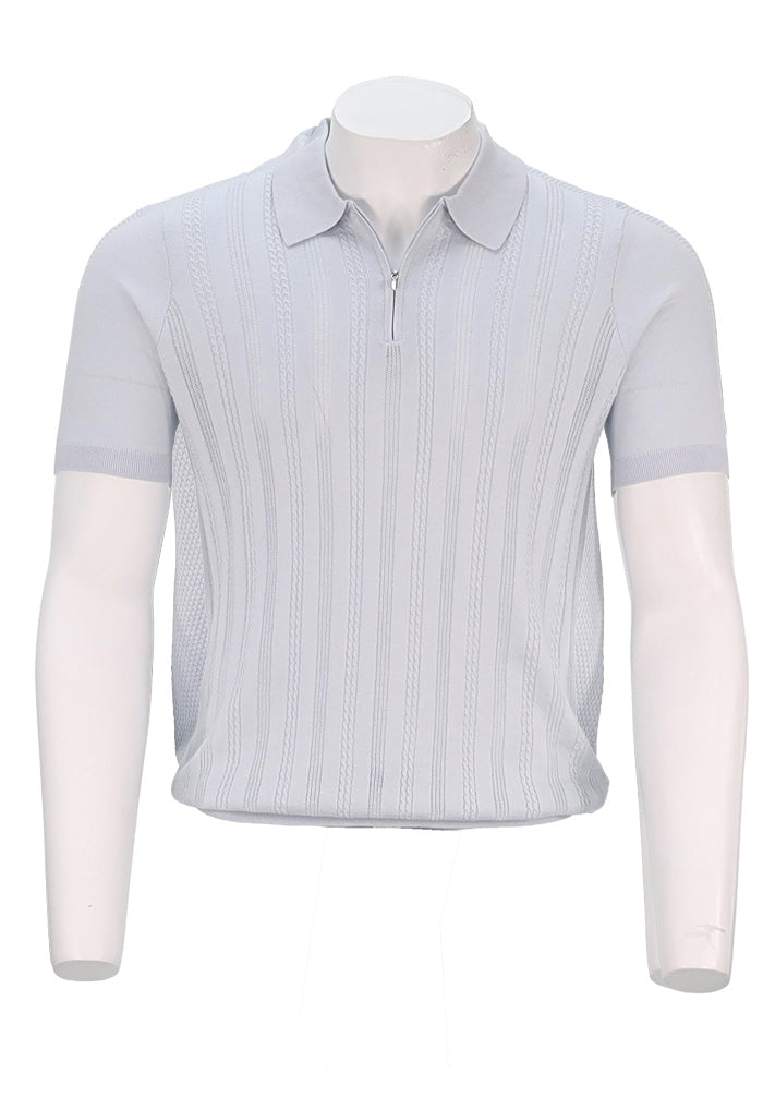 Patrick Assaraf S/S 1/4 Zip Polo, Pale Blue