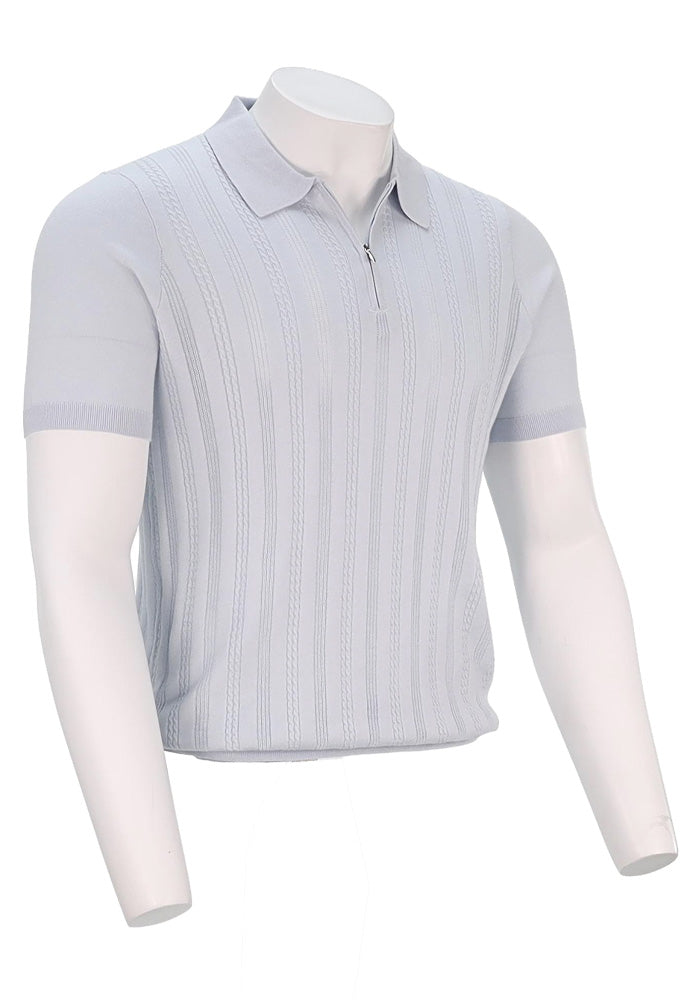 Patrick Assaraf S/S 1/4 Zip Polo, Pale Blue