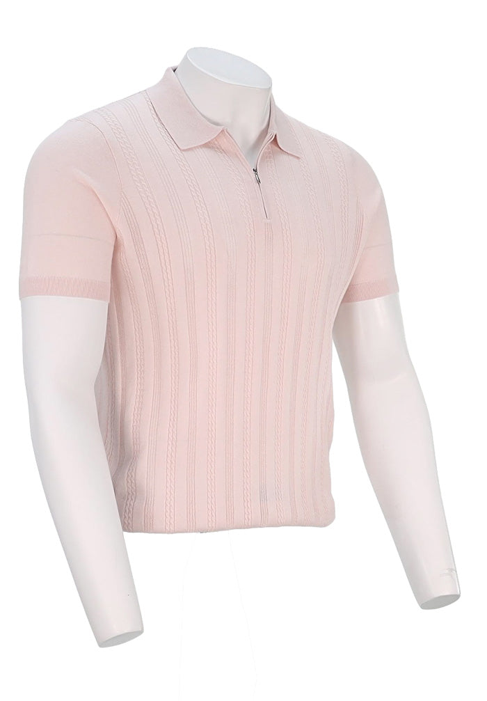 Patrick Assaraf S/S 1/4 Zip Polo, Tulip