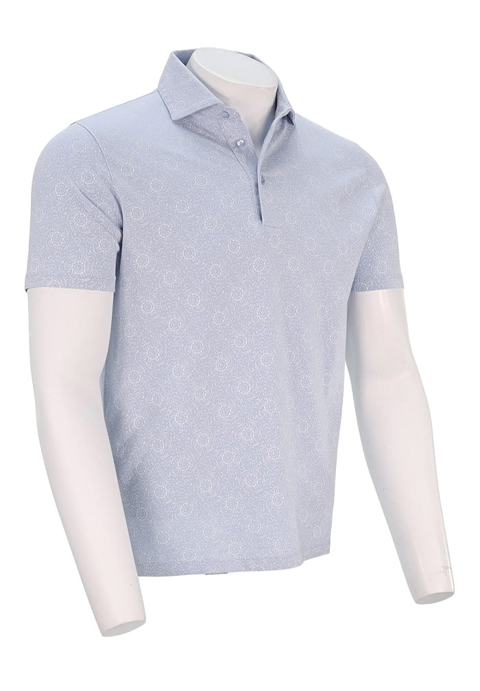 Patrick Assaraf S/S Print Polo, Blue Ice