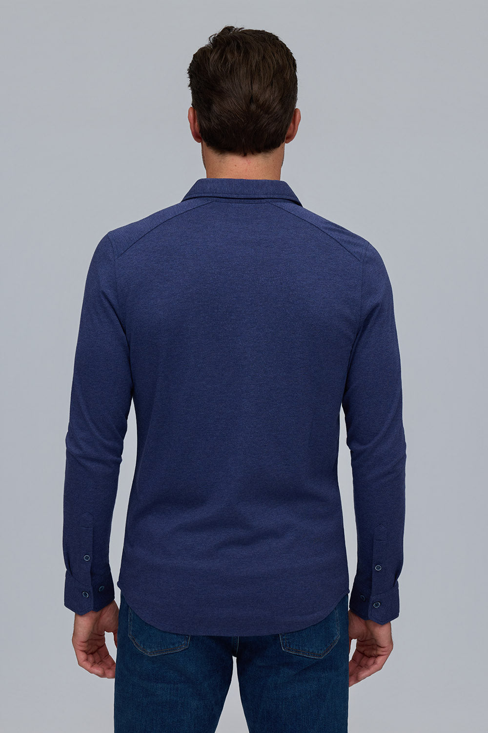 Raffi Aqua Cotton Marquee Shirt in Ocean – back view #Color_Ocean