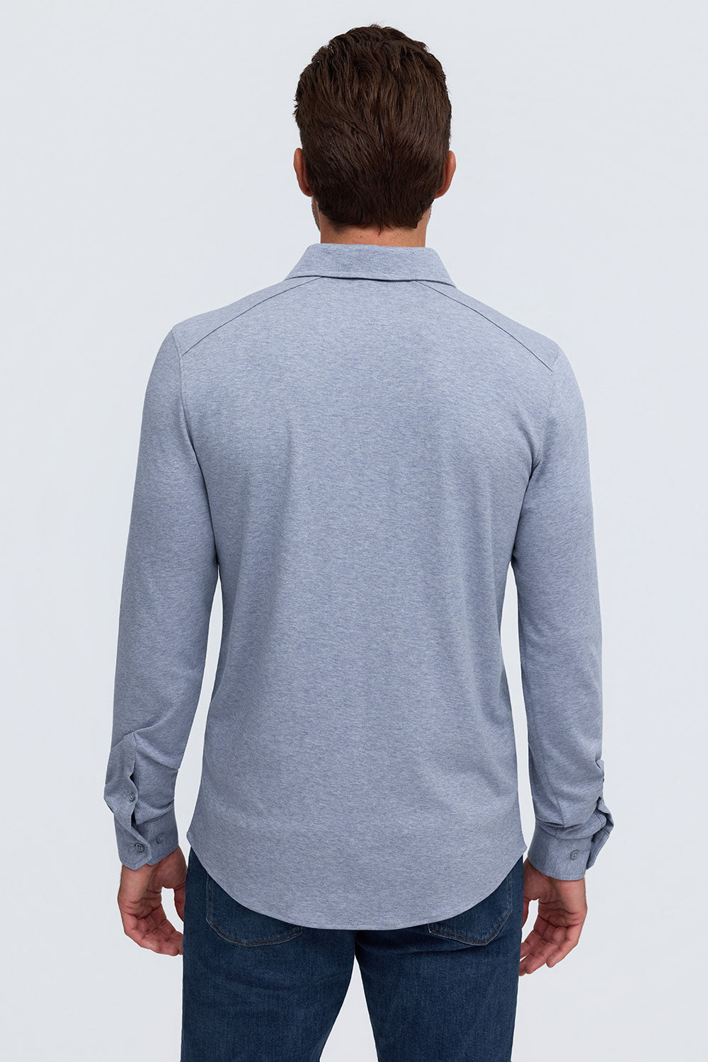 Raffi Aqua Cotton Marquee Shirt in Steel – back view #Color_Steel