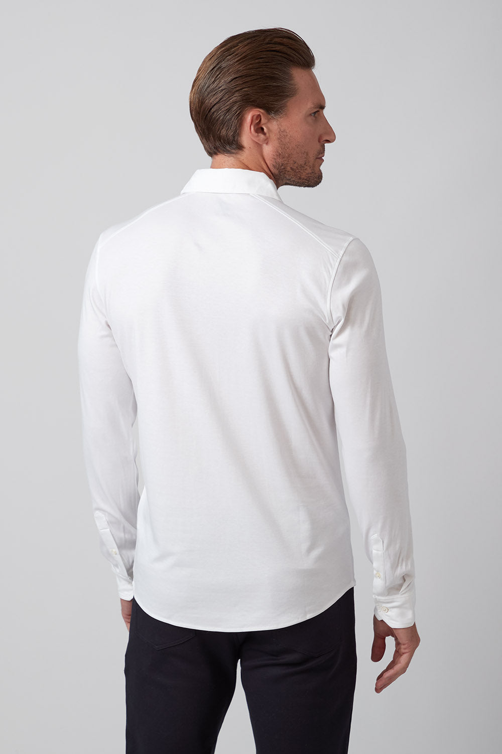 Raffi Aqua Cotton Riviera Polo in White – back view #Color_White