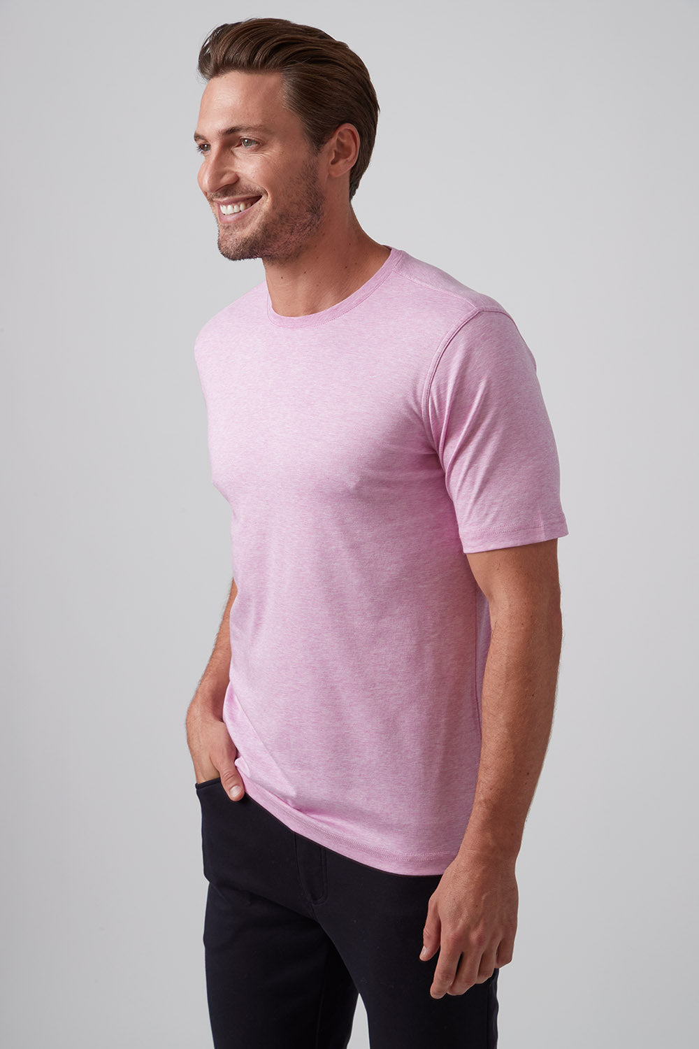 Raffi Aqua Cotton Lafayette Crew Neck Tee in Violet – view 3 #Color_Violet