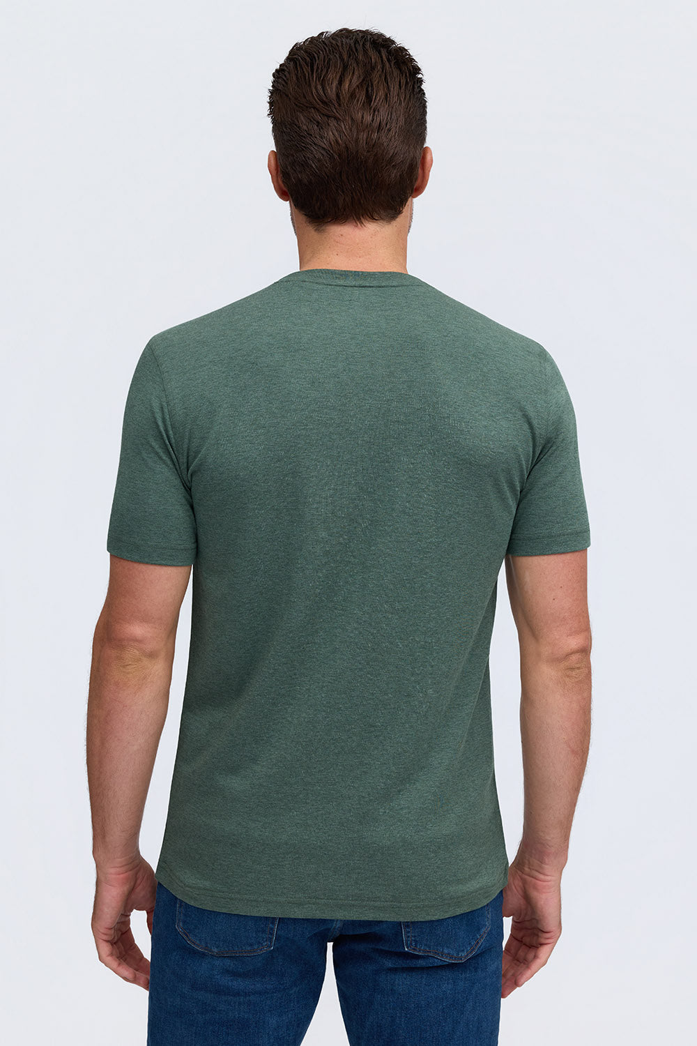 Raffi Aqua Cotton Lafayette Crew Neck Tee in Forest – view 3 #Color_Forest