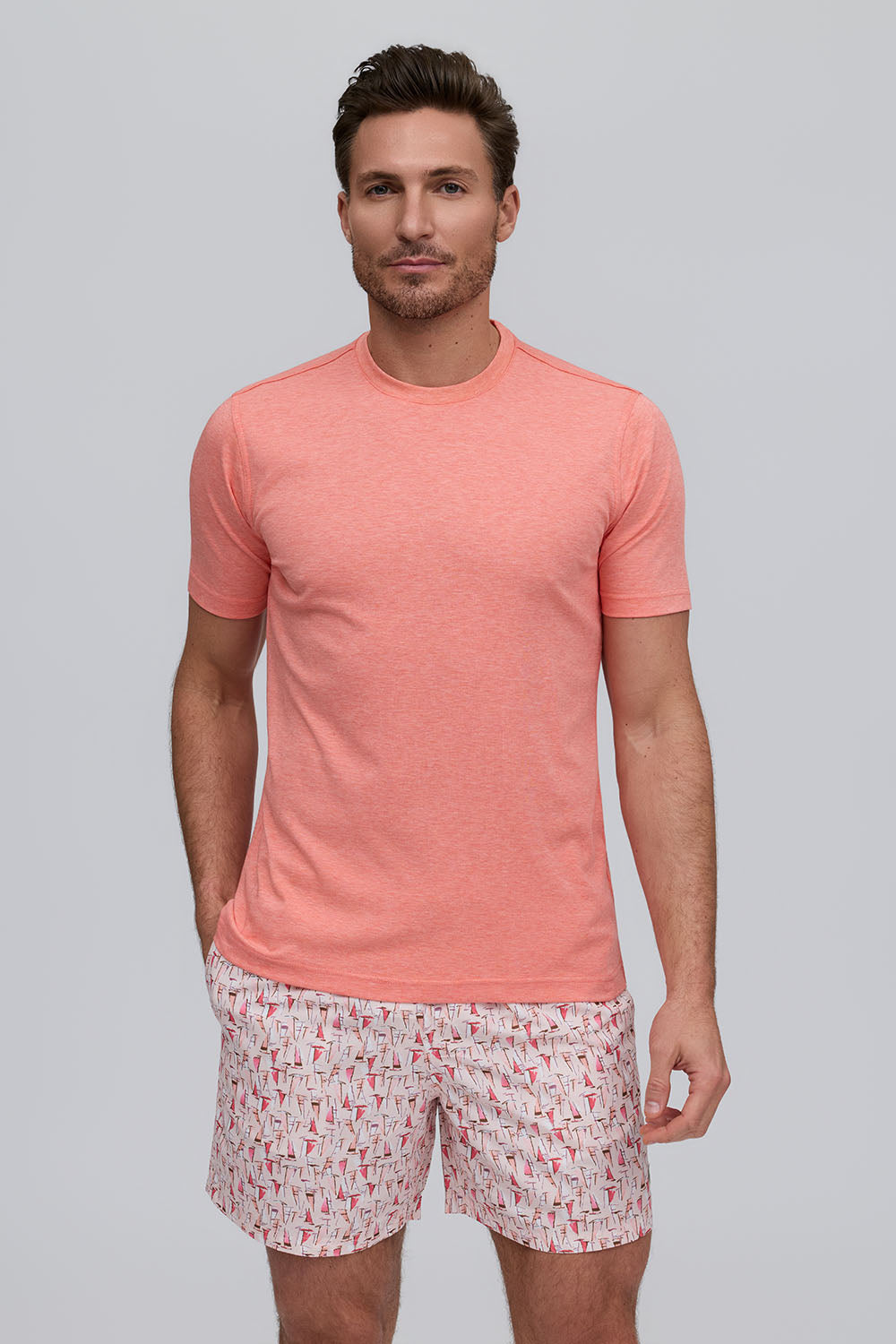Raffi Aqua Cotton Lafayette Crew Neck Tee in Sorbet – view 3 #Color_Sorbet