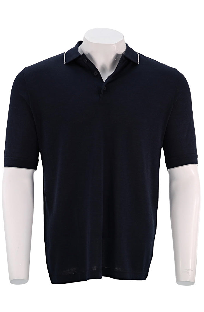 St. Croix Short Sleeve Silk Cotton Polo, DEEP NAVY