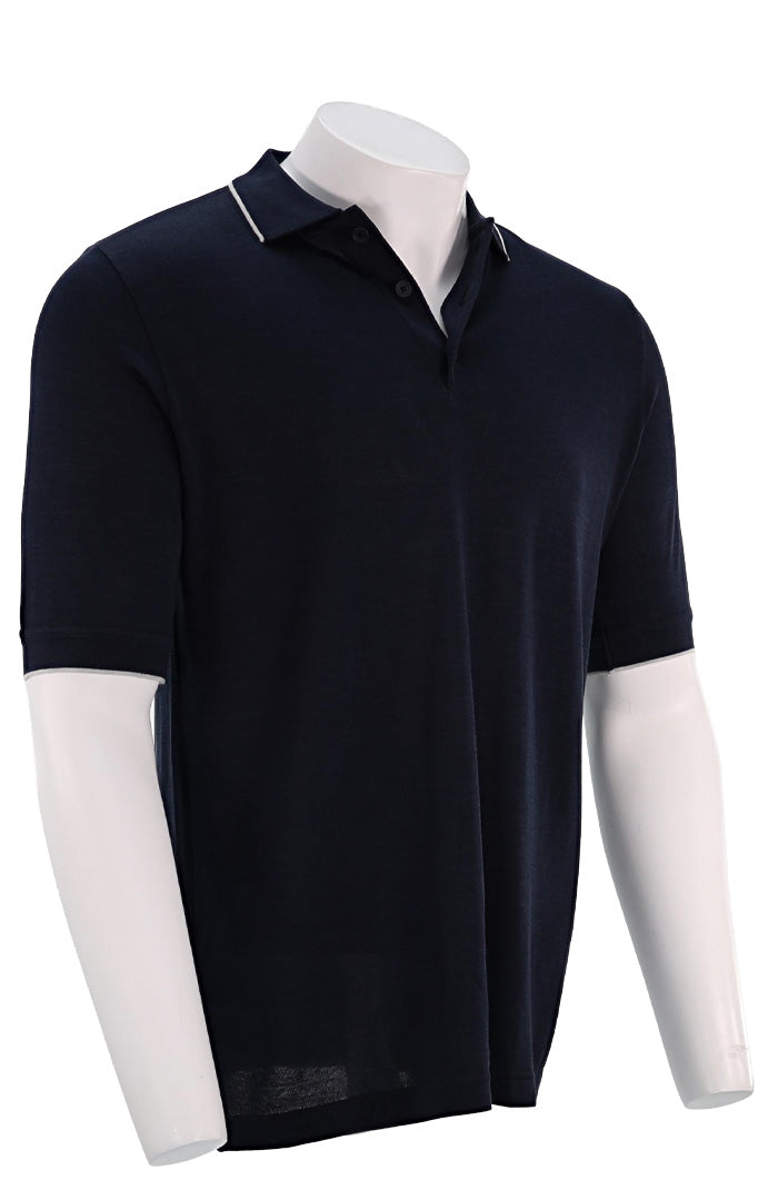 St. Croix Short Sleeve Silk Cotton Polo, DEEP NAVY