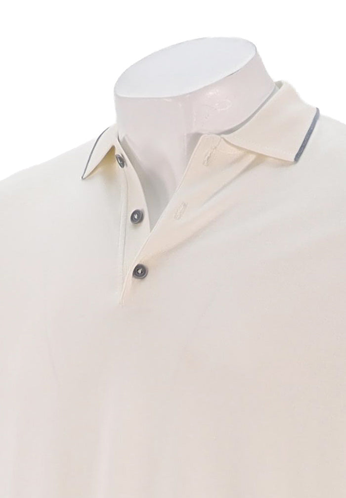 St. Croix Short Sleeve Silk Cotton Polo, IVORY