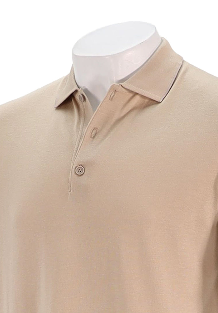 St. Croix Short Sleeve Silk Cotton Polo, TAN