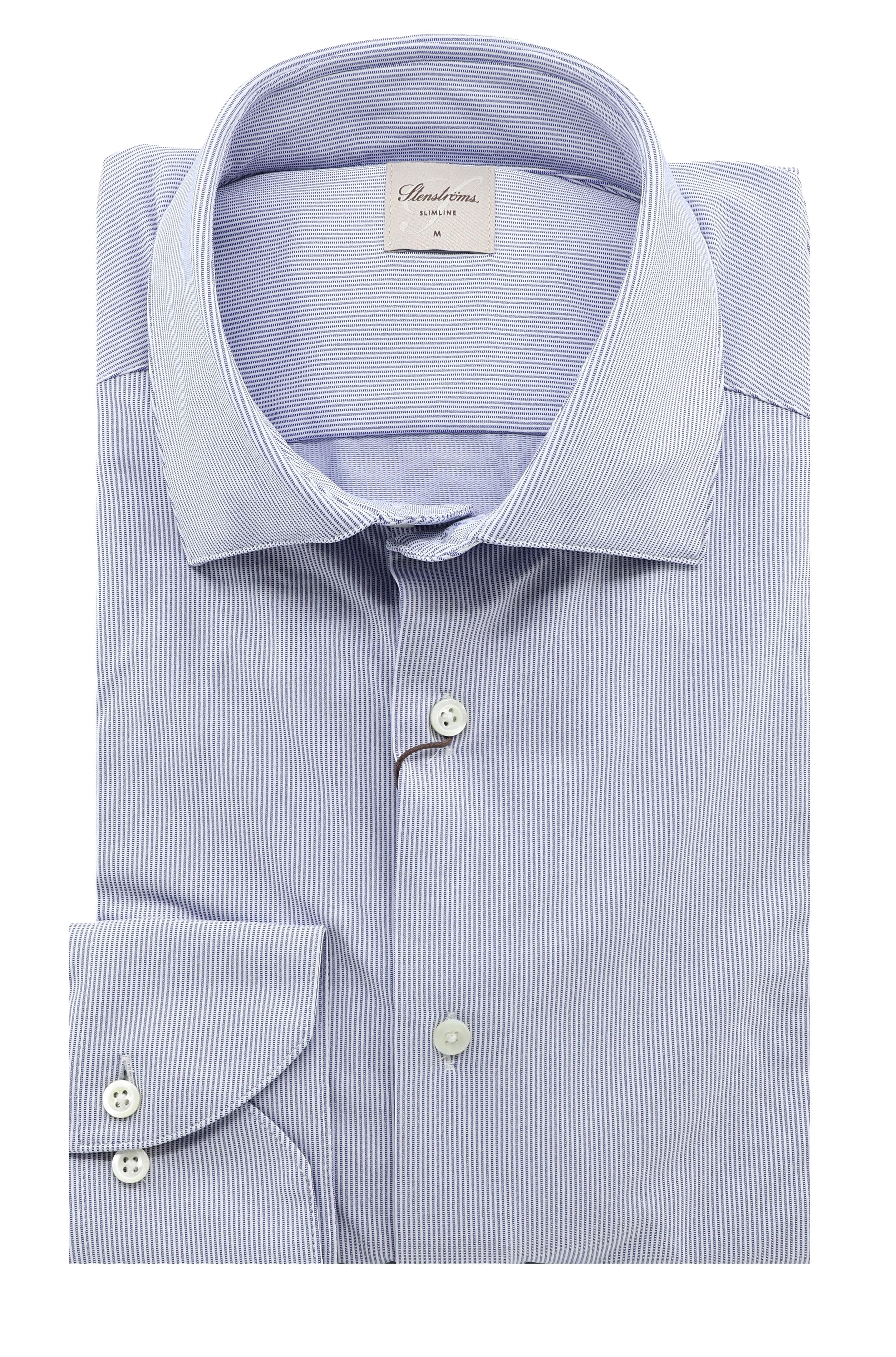 Stenstroms Striped Stretch Shirt, Dark Blue