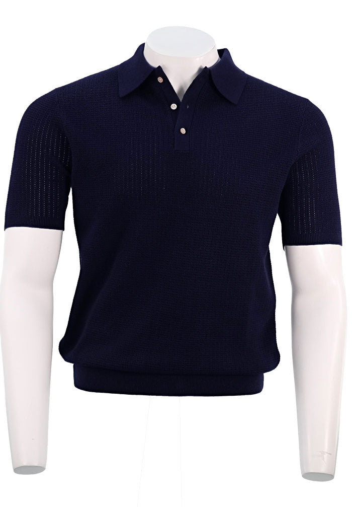 Stenstroms Crochet Polo, Navy