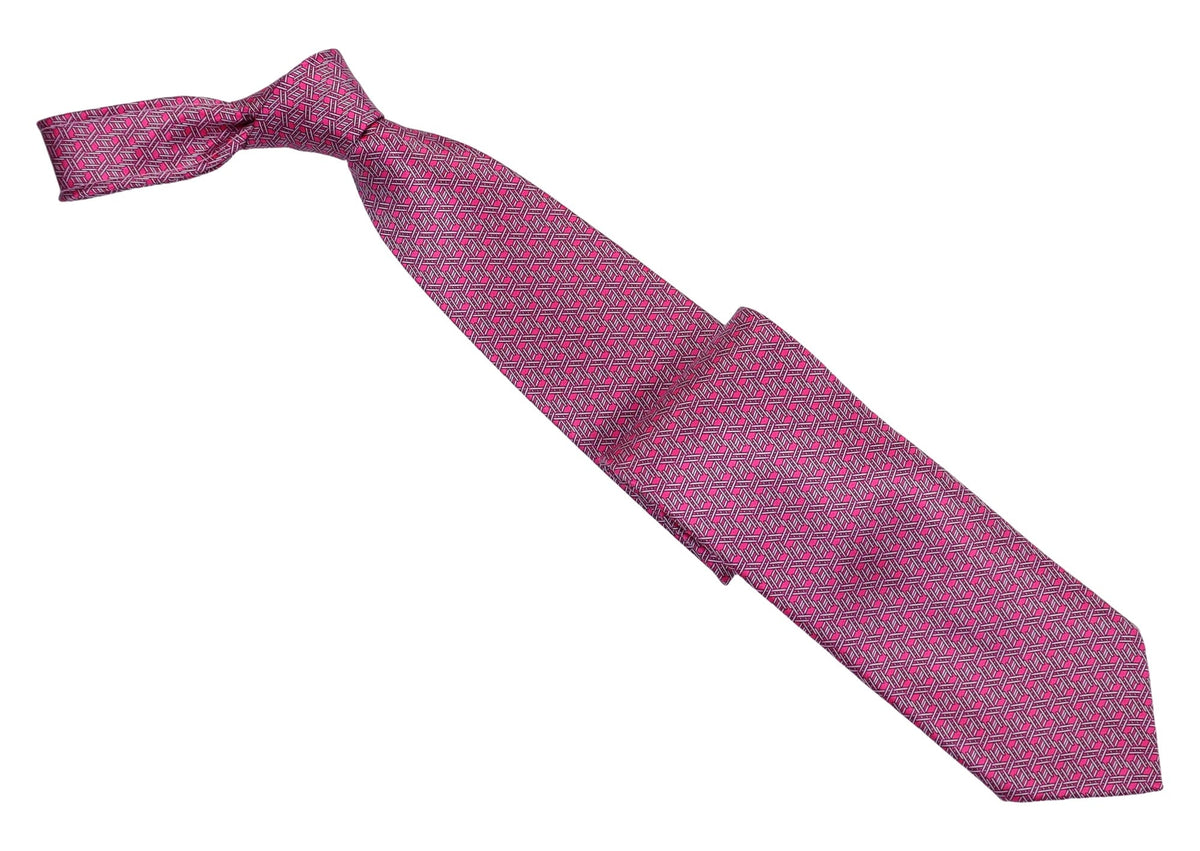 Italo Ferretti Silk Tie, Magenta Cube Neat