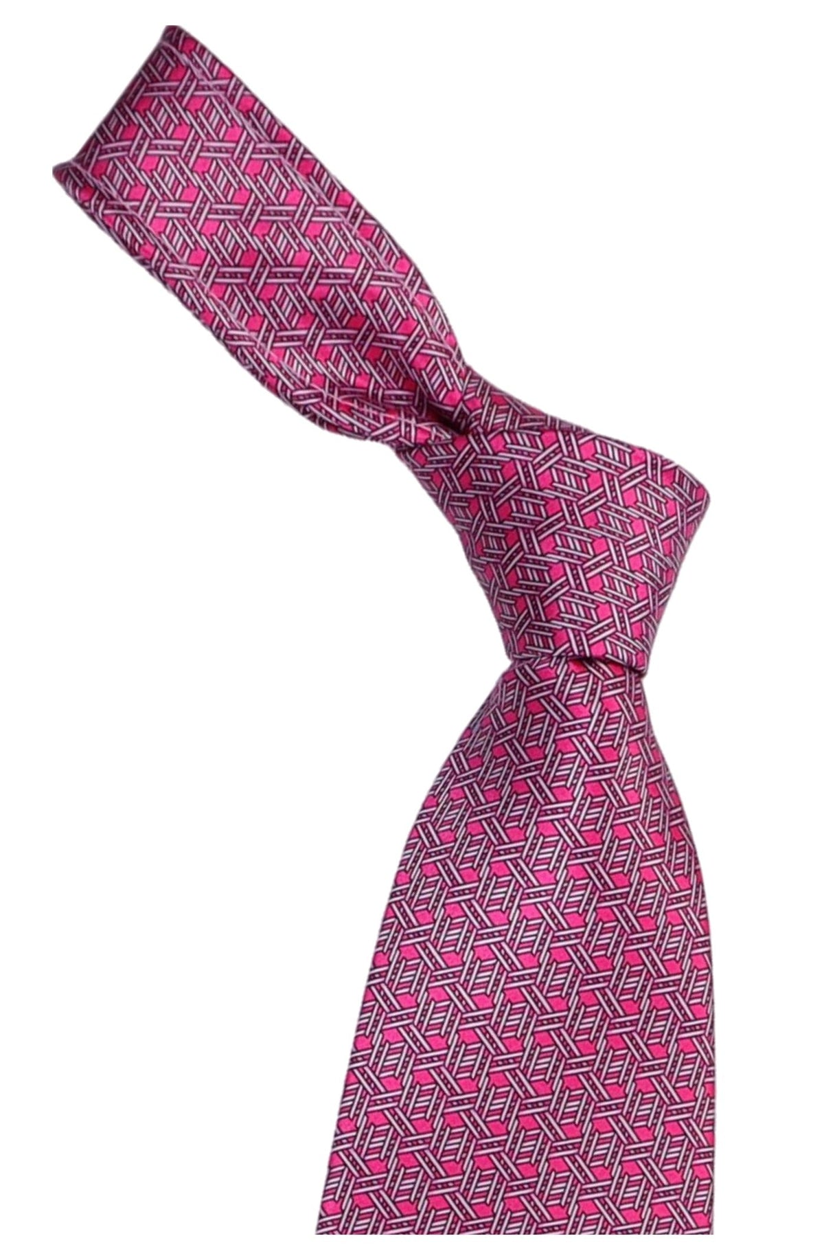 Italo Ferretti Silk Tie, Magenta Cube Neat