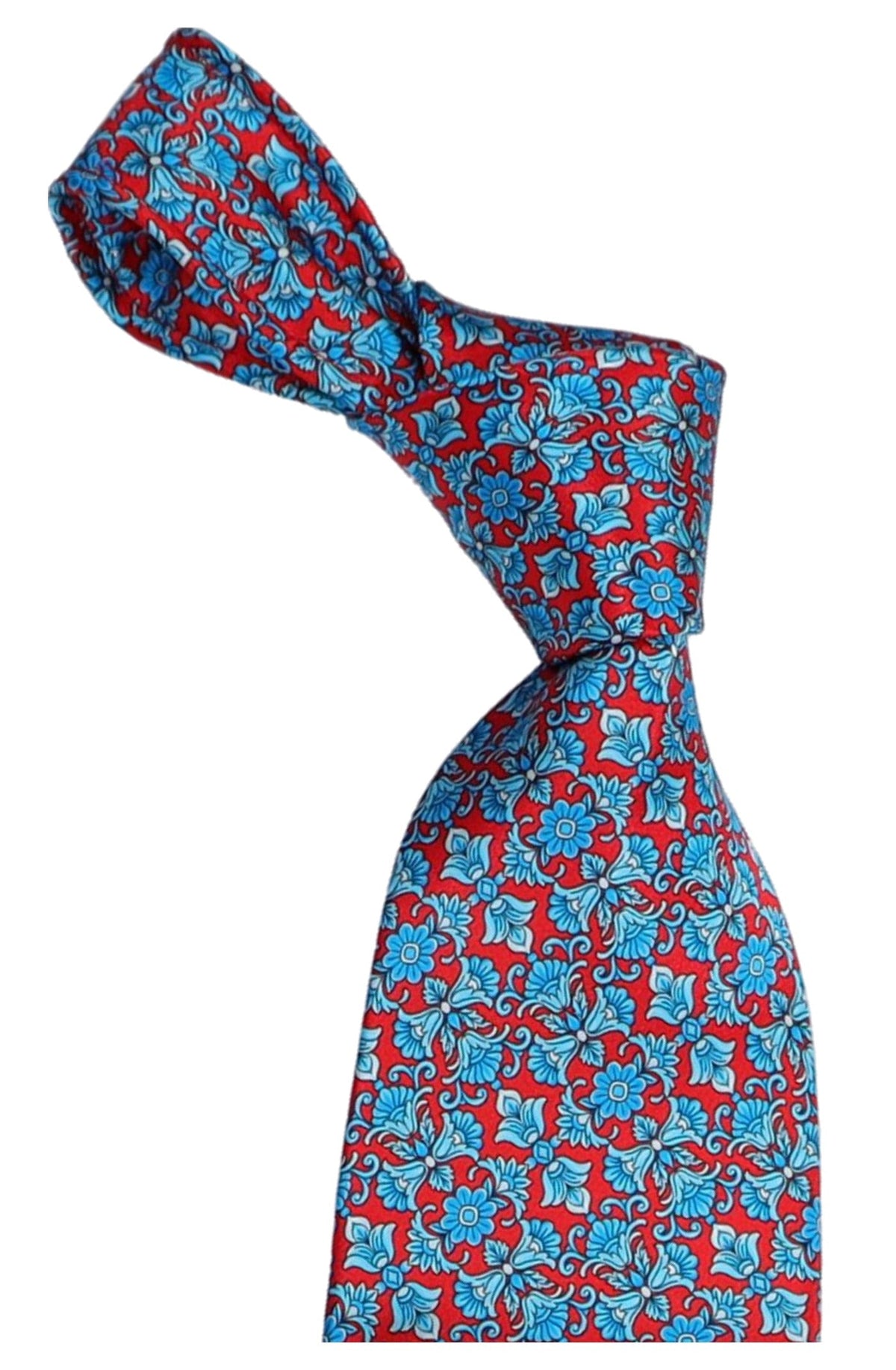 Italo Ferretti Silk Tie, Turquoise Red Floral