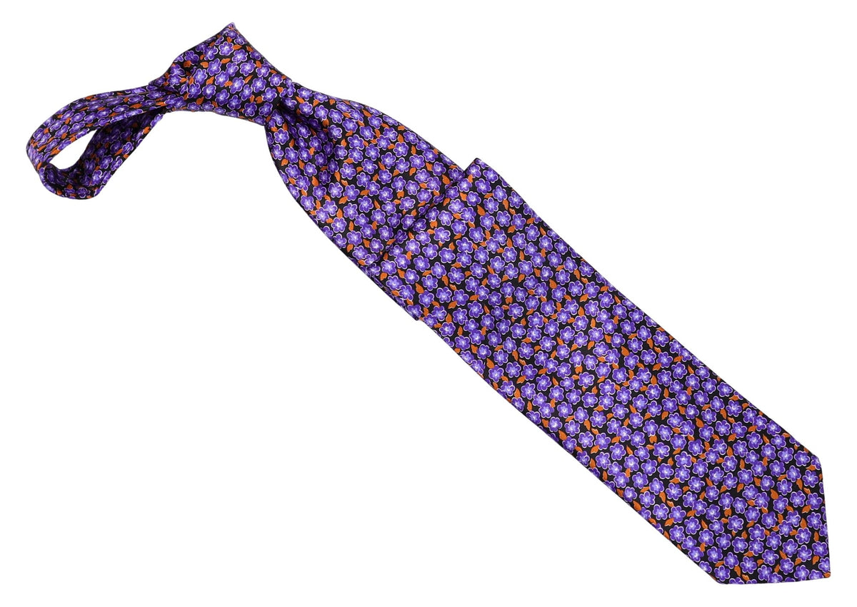 Italo Ferretti Silk Tie, Purple Orange Floral