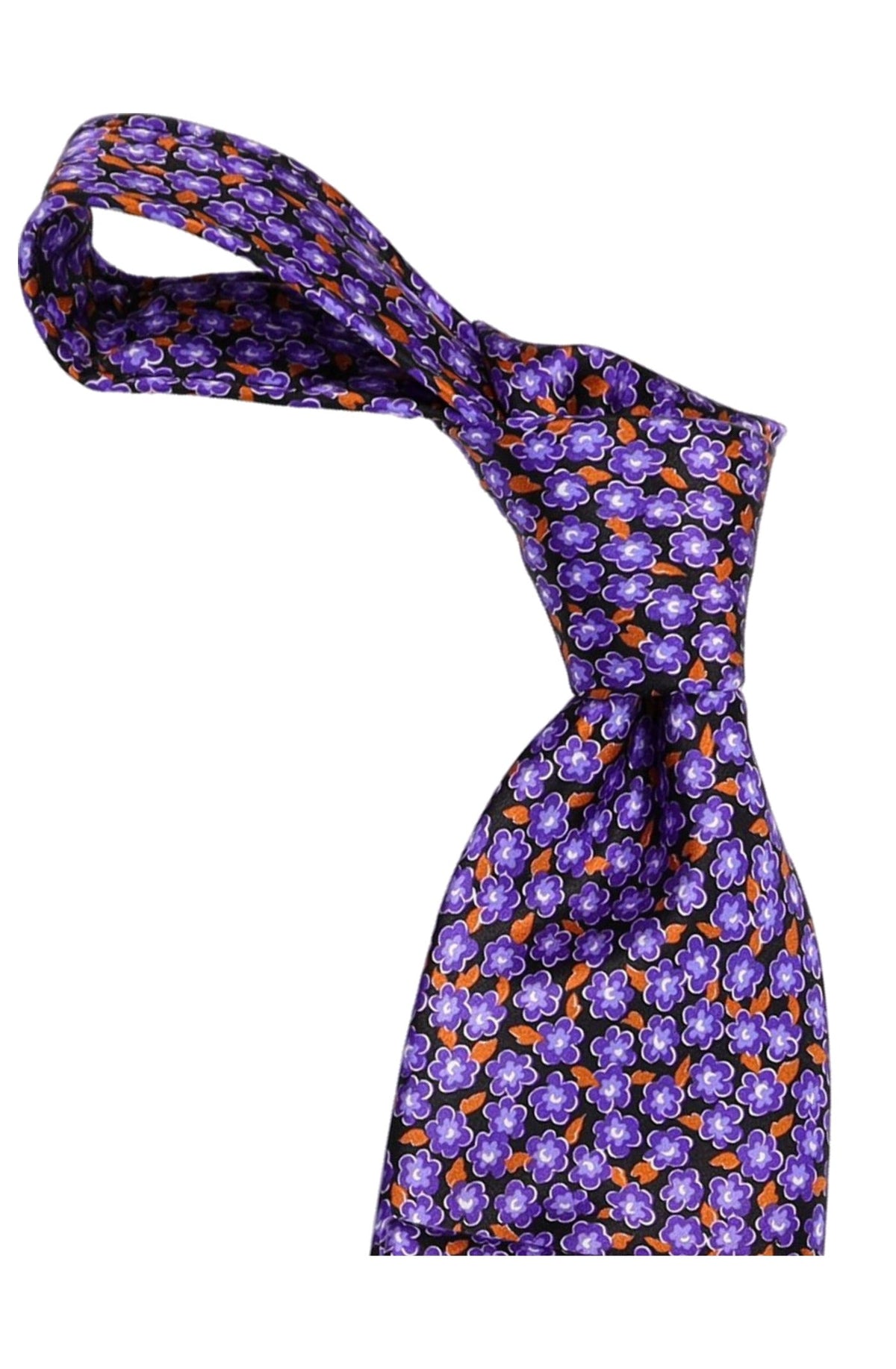 Italo Ferretti Silk Tie, Purple Orange Floral