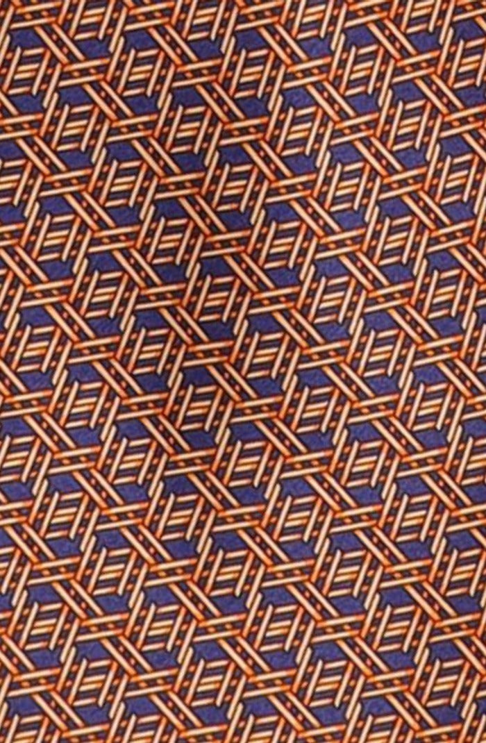Italo Ferretti Silk Tie, Bronze Navy Cube Neat