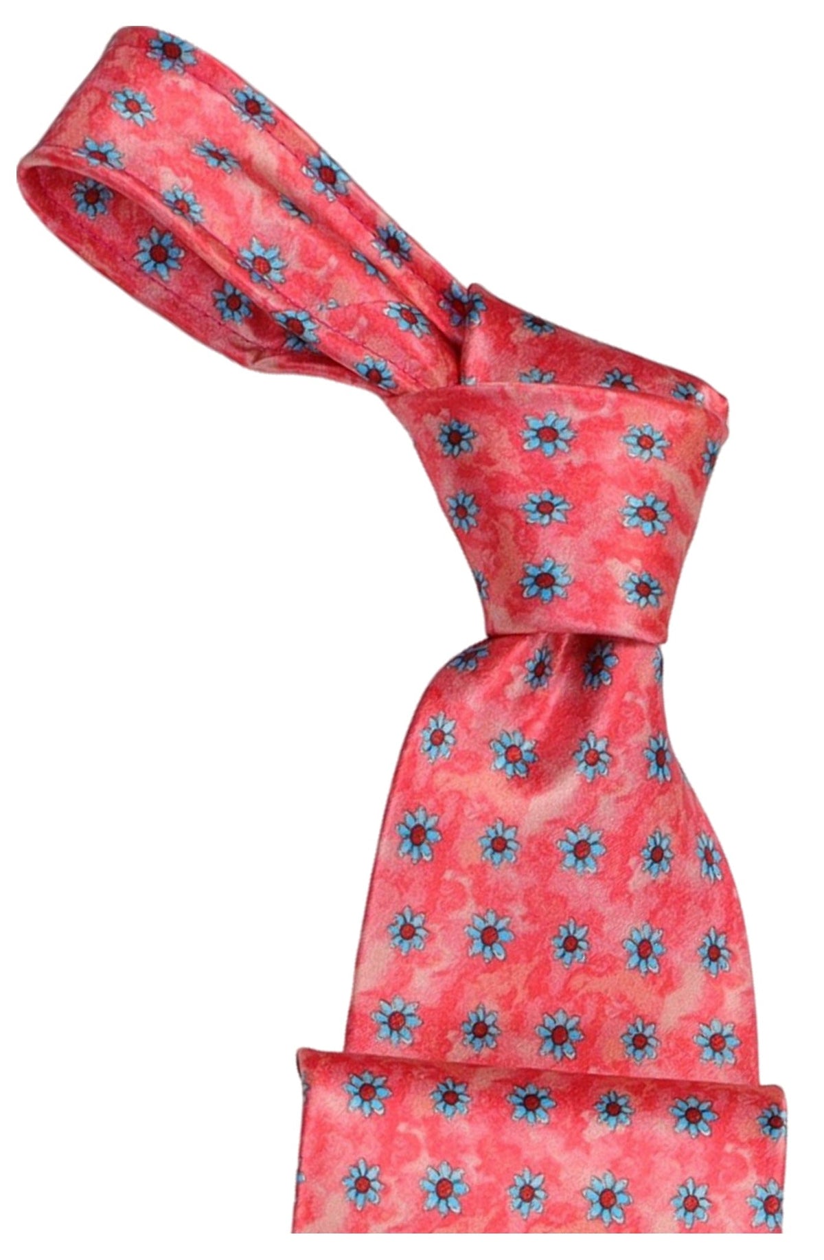 Italo Ferretti Silk Tie, Coral Blue Floral