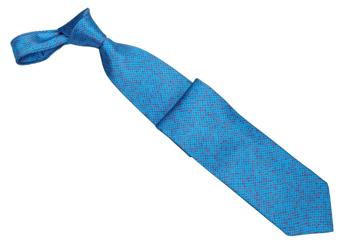 Italo Ferretti Silk Tie, Turquoise Red Ring Dot