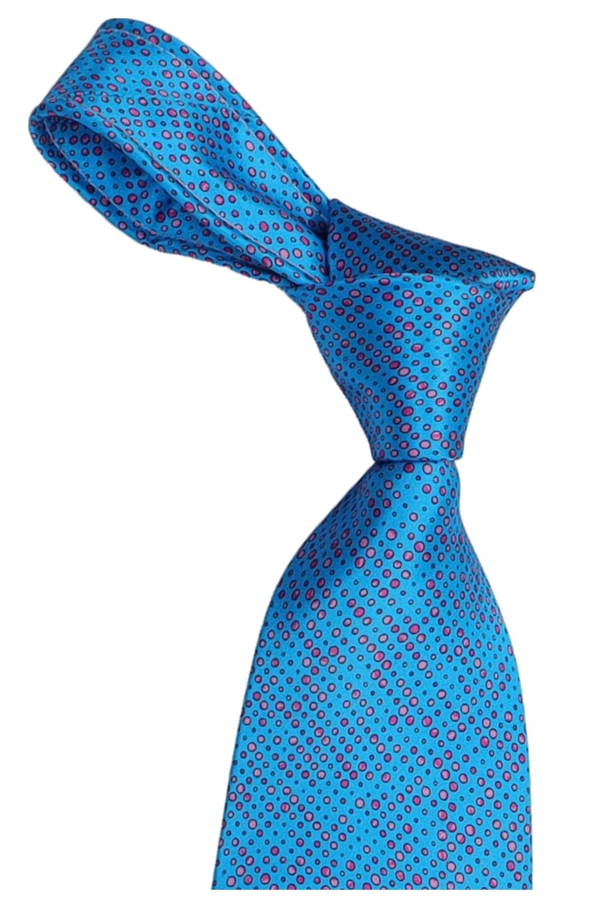 Italo Ferretti Silk Tie, Turquoise Red Ring Dot