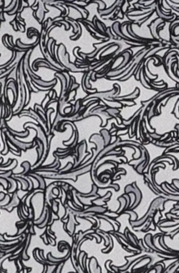Italo Ferretti Silk Tie, Silver Black Baroque