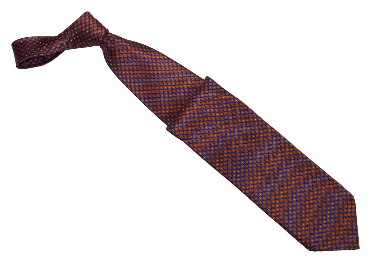 Italo Ferretti Silk Tie, Burgundy Blue Lattice Neat