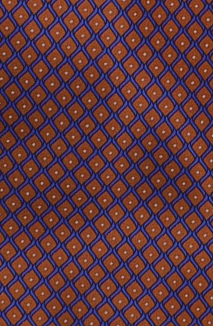 Italo Ferretti Silk Tie, Burgundy Blue Lattice Neat