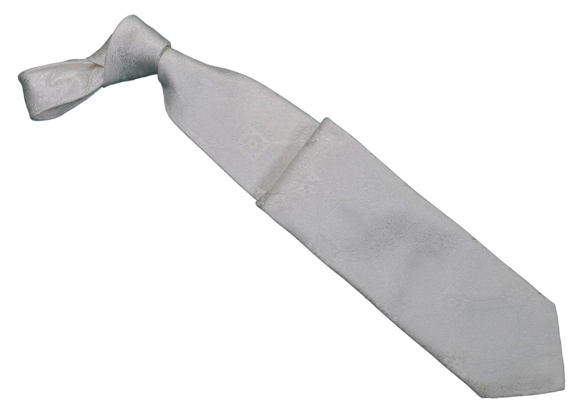 Italo Ferretti Silk Tie, White Tonal Floral