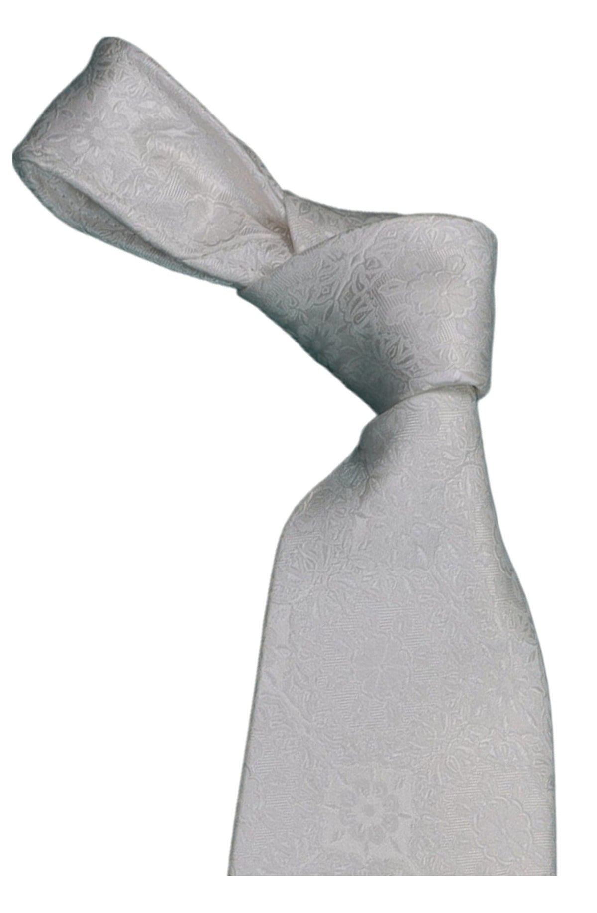 Italo Ferretti Silk Tie, White Tonal Floral