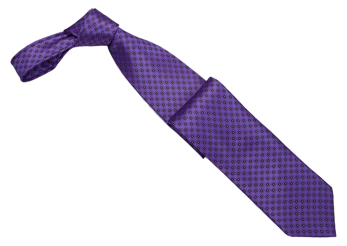 Italo Ferretti Silk Tie, Purple Navy Square Neat
