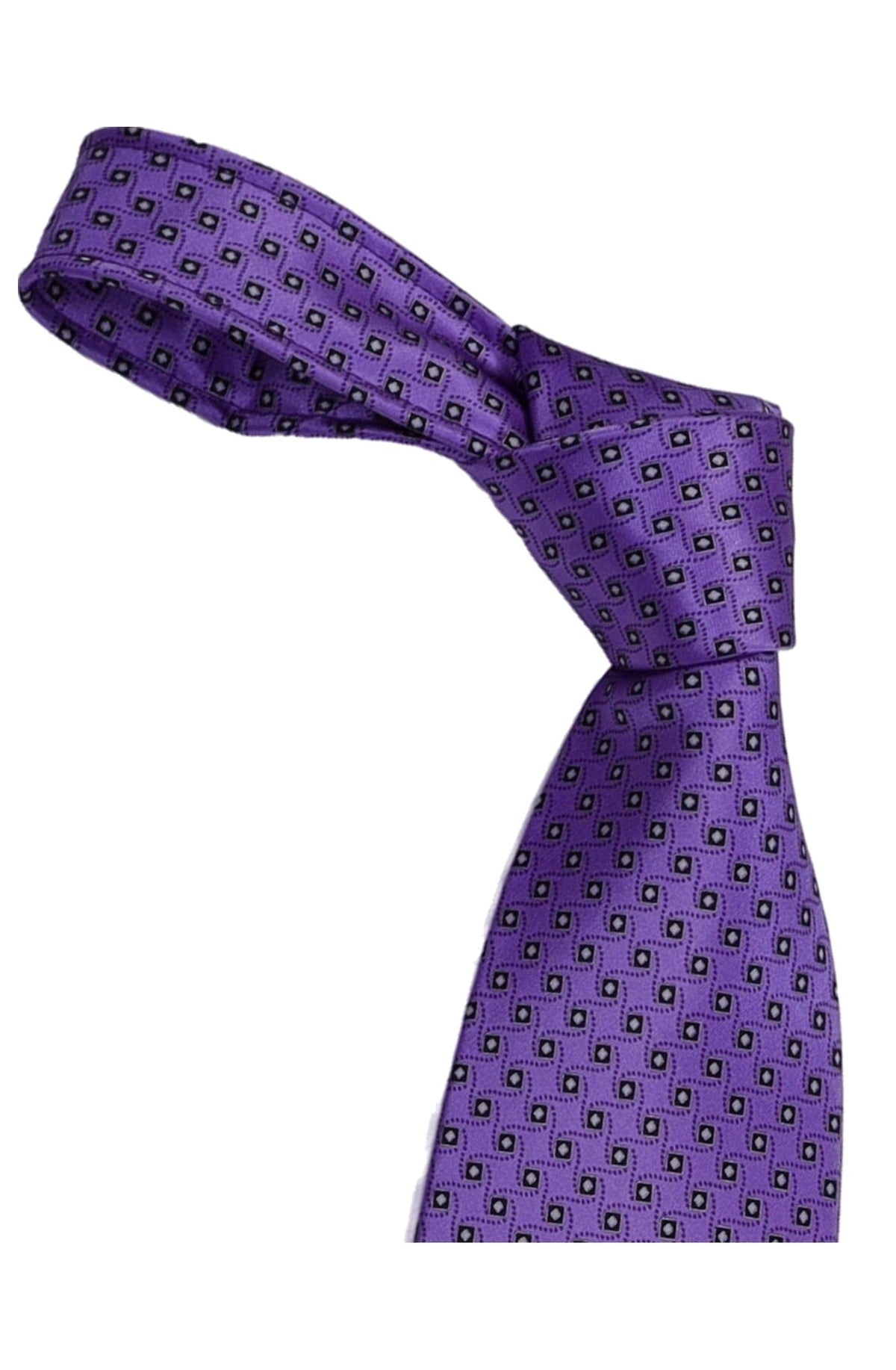 Italo Ferretti Silk Tie, Purple Navy Square Neat