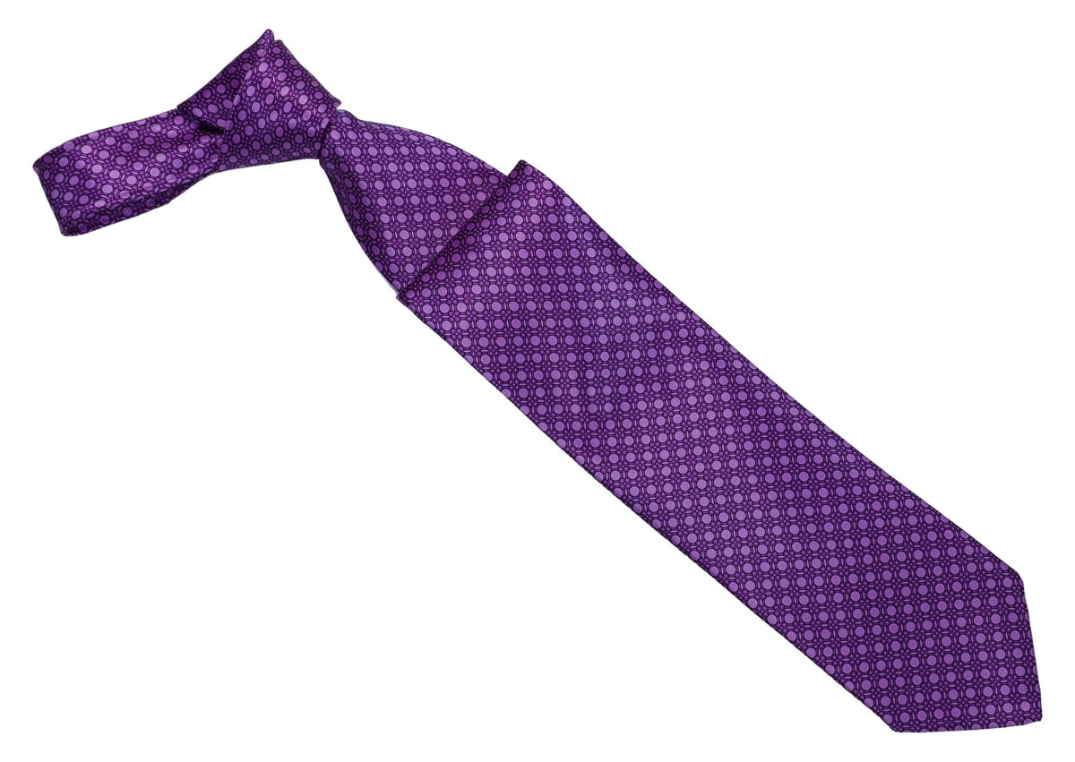 Italo Ferretti Silk Tie, Purple Lavender Circle Neat