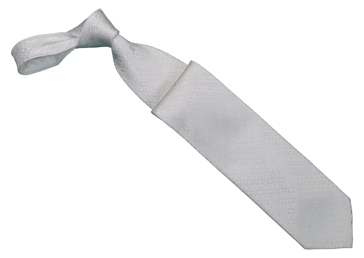 Italo Ferretti Silk Tie, White Tonal Check