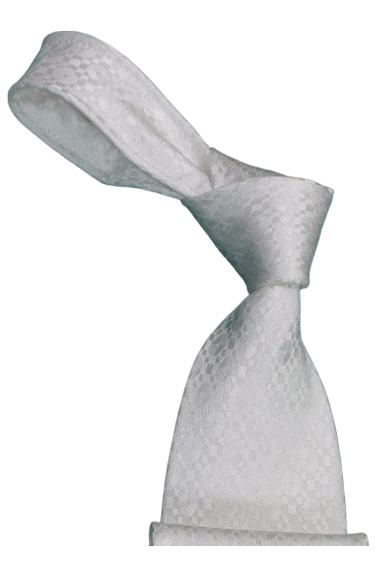 Italo Ferretti Silk Tie, White Tonal Check