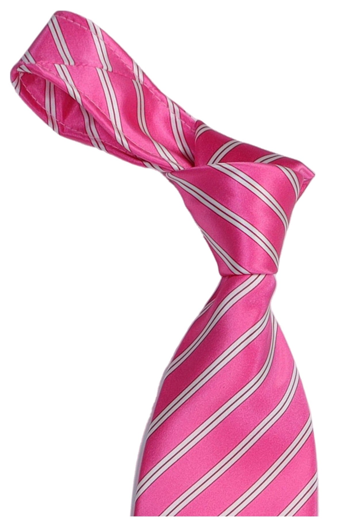 Italo Ferretti Silk Tie, Pink White Stripe