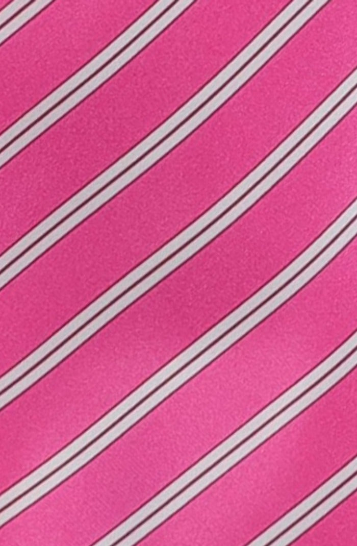 Italo Ferretti Silk Tie, Pink White Stripe