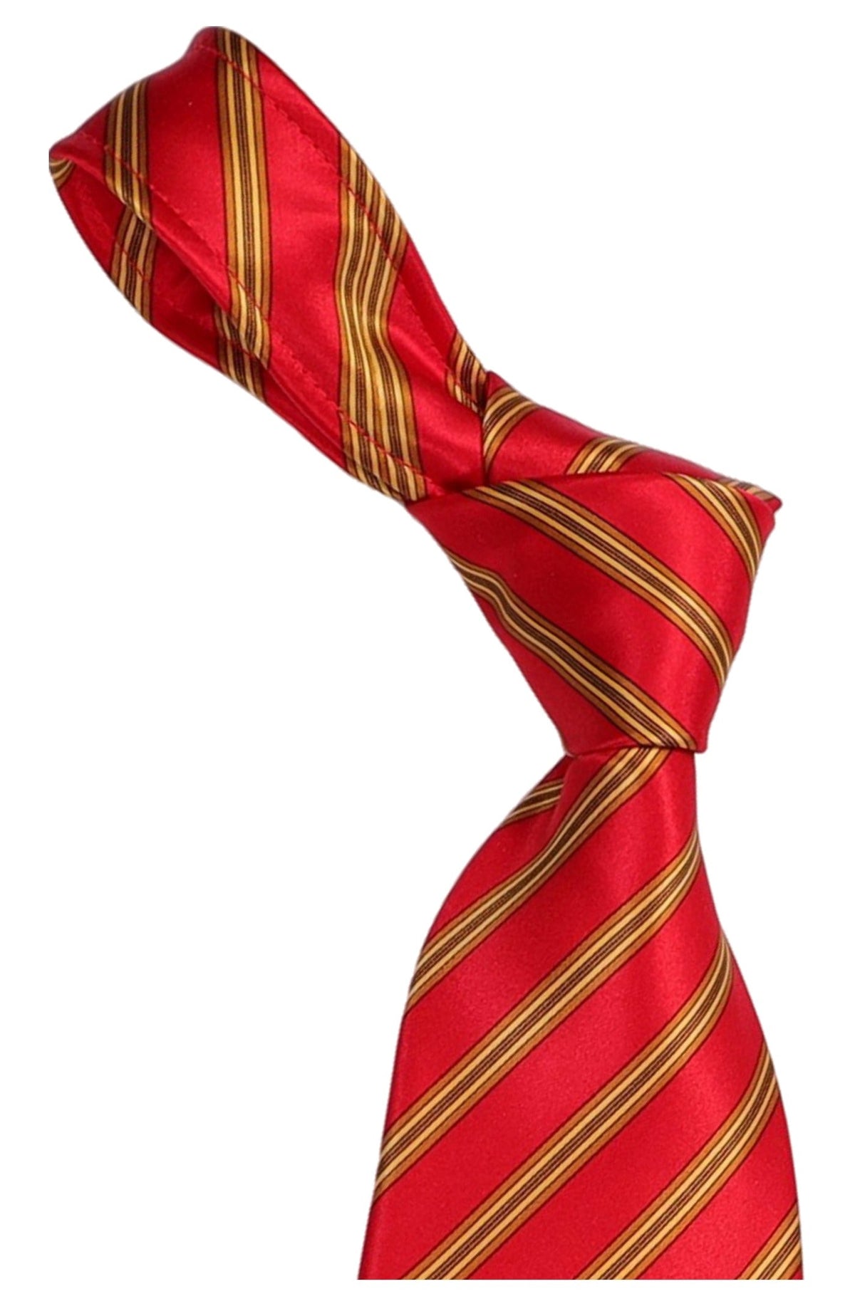 Italo Ferretti Silk Tie, Red Gold Stripe