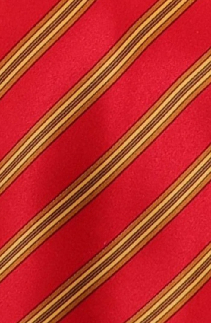 Italo Ferretti Silk Tie, Red Gold Stripe