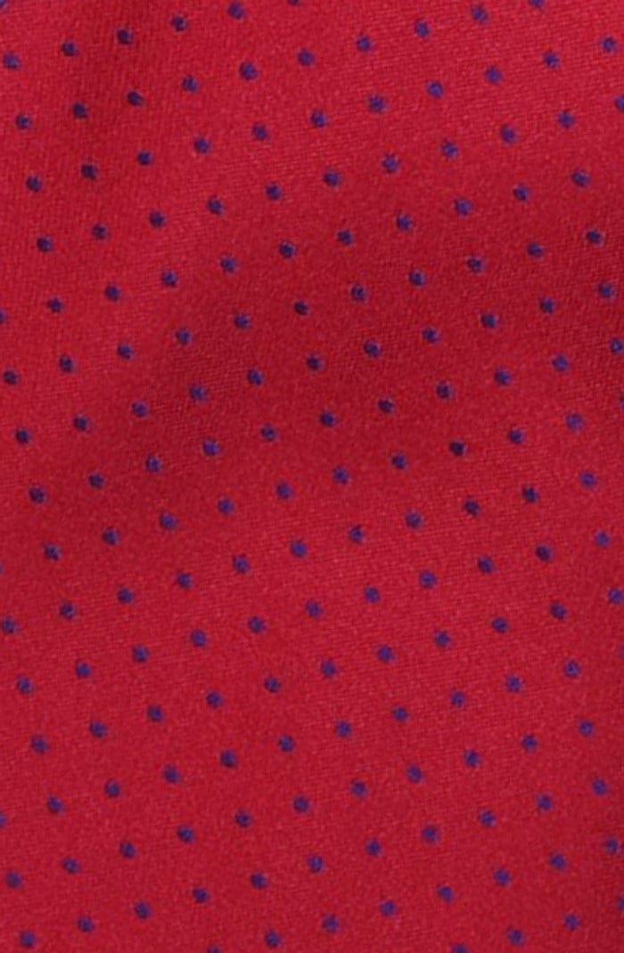 Italo Ferretti Silk Tie, Red Purple Contrast Pin Dot