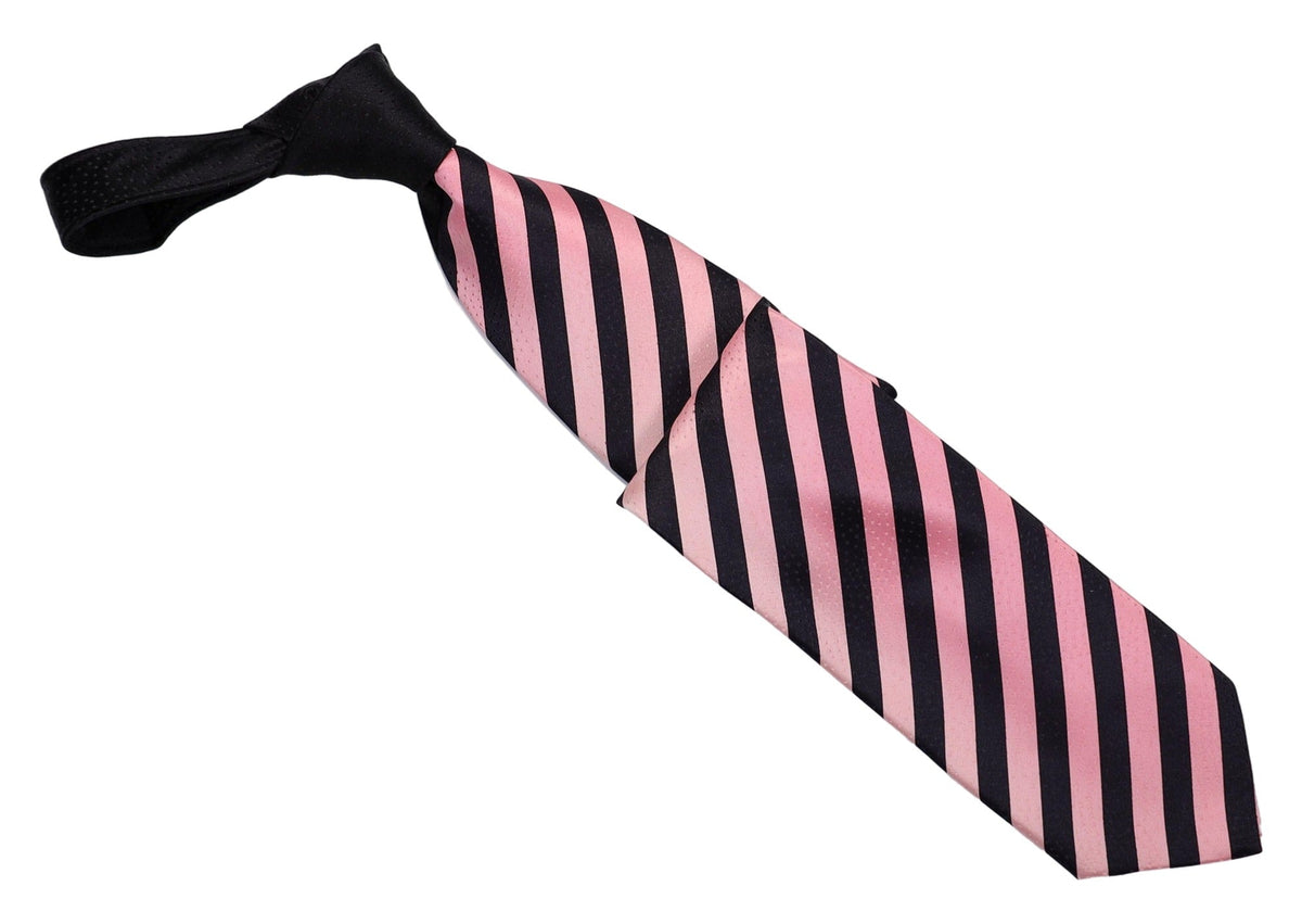 Italo Ferretti Silk Tie, Black Pink Contrast Stripe
