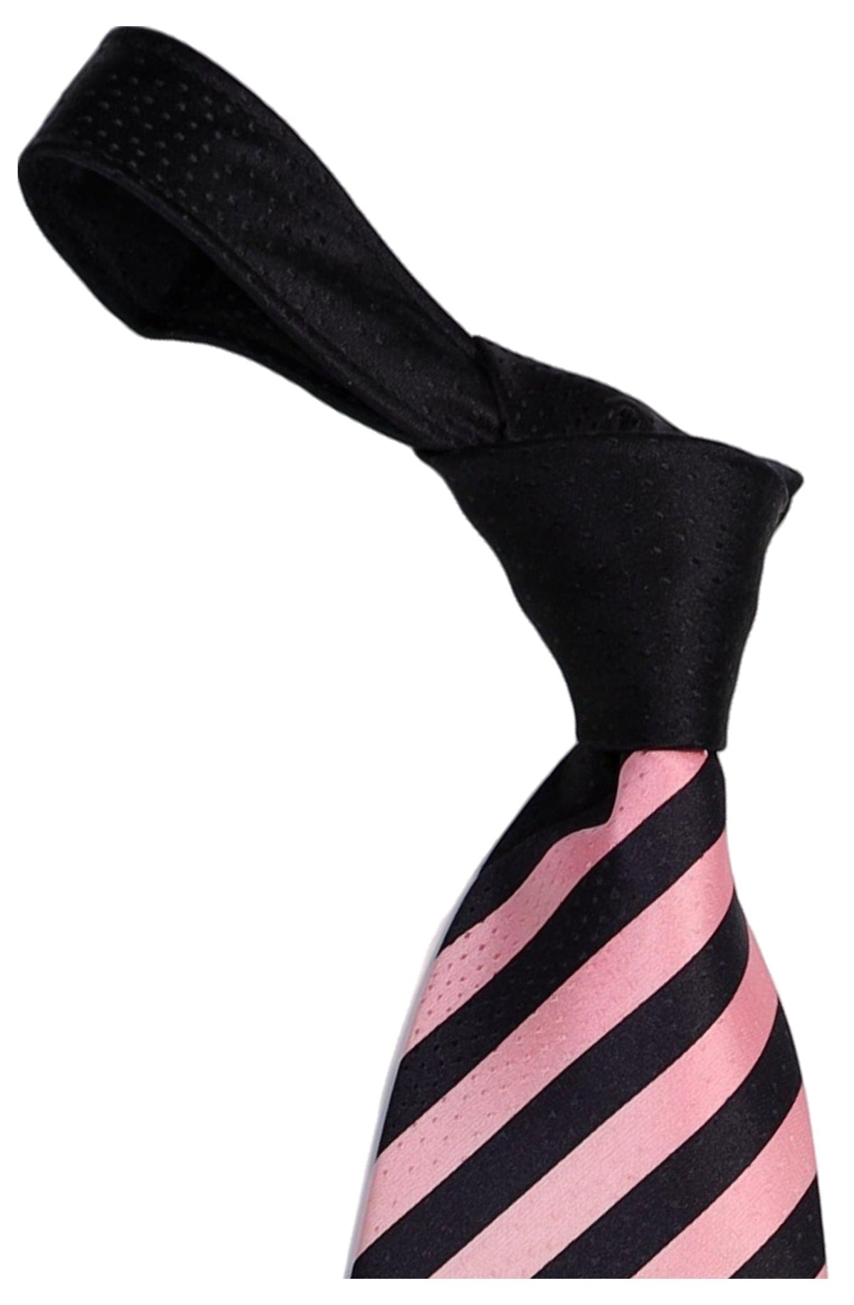 Italo Ferretti Silk Tie, Black Pink Contrast Stripe